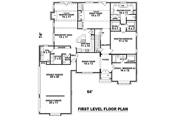 Floor Plan - Main Floor for European House Plan #81-1284 - 4 bed, 4 bath