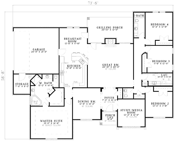 Architectural House Design - Traditional Floor Plan - Main Floor Plan #17-551