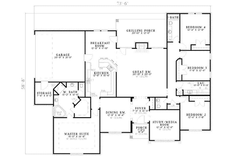 Dream House Plan - Floor Plan - Main Floor for Traditional House Plan #17-551 - 4 bed, 2.5 bath