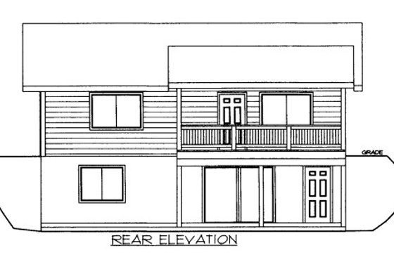 Exterior - Rear Elevation for Traditional House Plan #117-724 - 4 bed, 2 bath
