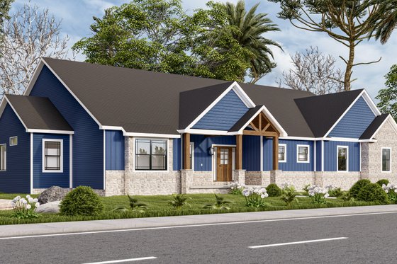 Exterior - Front Elevation 4 for Craftsman House Plan #1089-19 - 3 bed, 3.5 bath