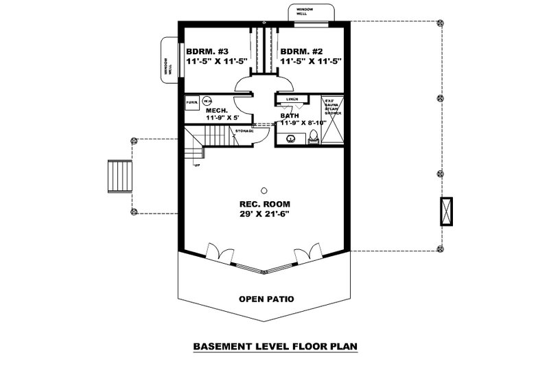 Architectural House Design - Floor Plan - Lower Floor for Cabin House Plan #117-953 - 3 bed, 2.5 bath