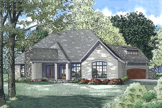Exterior - Rear Elevation for European House Plan #17-2557 - 4 bed, 2.5 bath