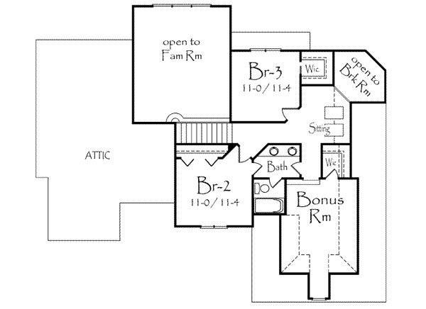 European Floor Plan - Upper Floor Plan #71-111