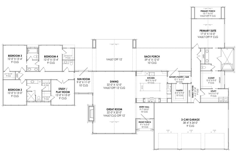 House Design - Floor Plan - Main Floor for Modern House Plan #1096-48 - 4 bed, 3.5 bath