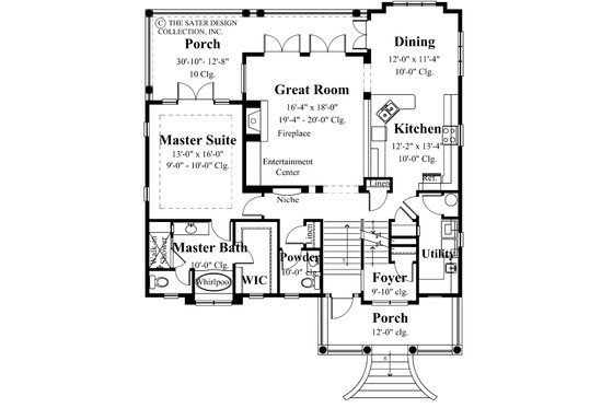 Floor Plan - Main Floor for Mediterranean House Plan #930-16 - 3 bed, 3.5 bath