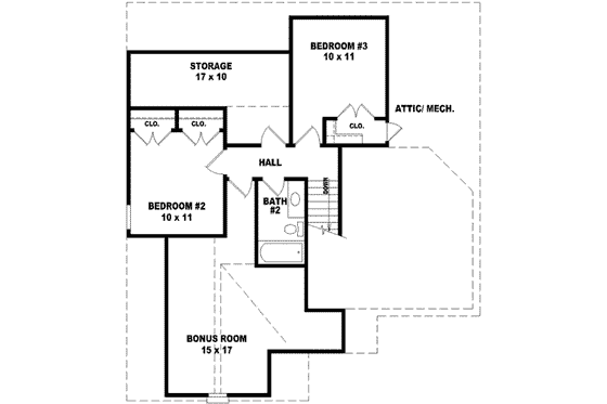 Floor Plan - Upper Floor for European House Plan #81-677 - 3 bed, 2.5 bath