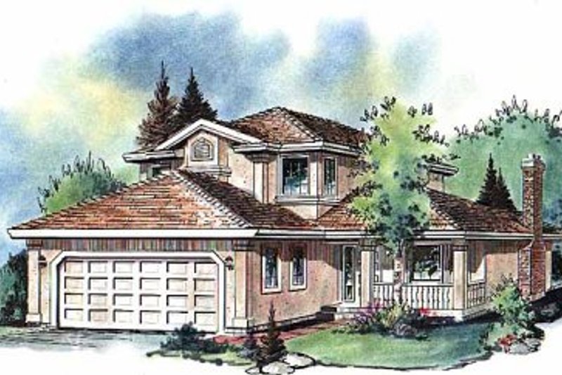 Architectural House Design - European Exterior - Front Elevation Plan #18-203