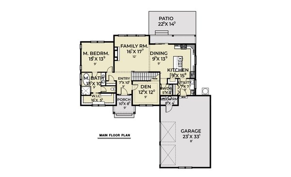 Dream House Plan - Country Floor Plan - Main Floor Plan #1070-266