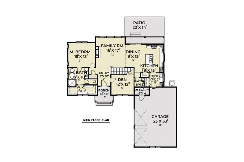 Home Plan - Floor Plan - Main Floor for Country House Plan #1070-266 - 3 bed, 2.5 bath