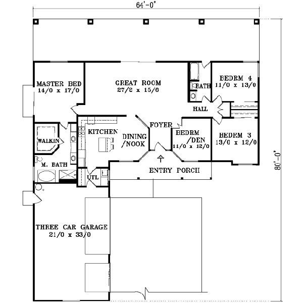 Adobe / Southwestern Floor Plan - Main Floor Plan #1-1383