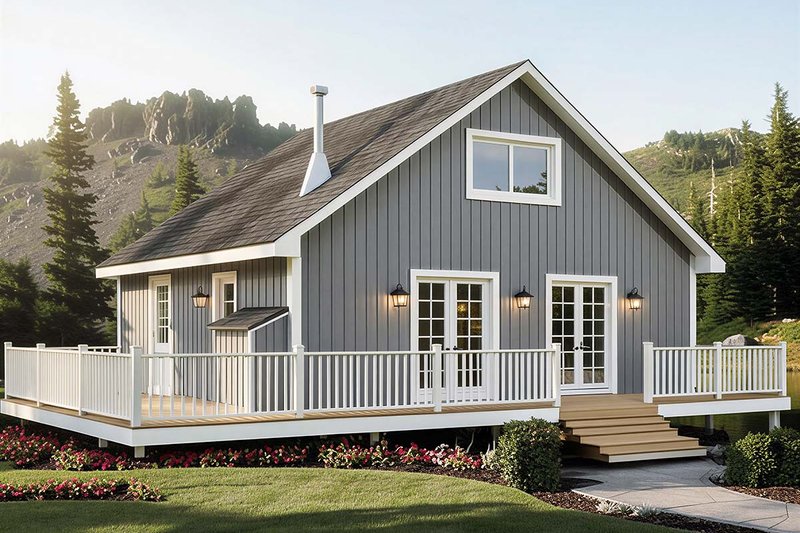 Exterior - Front Elevation 2 for Cabin House Plan #312-877 - 2 bed, 1 bath