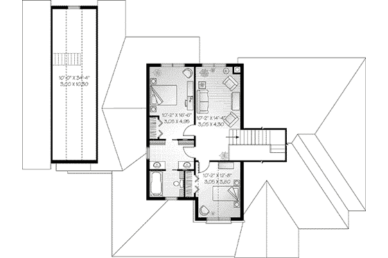 Floor Plan - Upper Floor for Traditional House Plan #23-543 - 3 bed, 2.5 bath