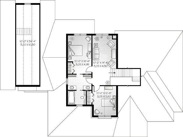 Home Plan - Traditional Floor Plan - Upper Floor Plan #23-543