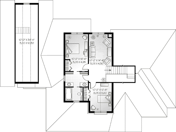 Traditional Floor Plan - Upper Floor Plan #23-543