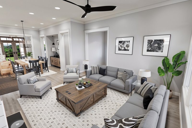 House Blueprint - Interior - Family Room for Farmhouse House Plan #51-1268 - 3 bed, 3.5 bath