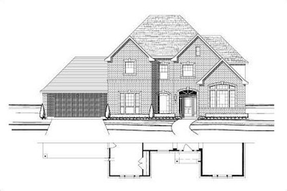 Exterior - Front Elevation for European House Plan #411-773 - 5 bed, 3.5 bath