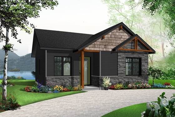 Exterior - Front Elevation 3 for Cottage House Plan #23-2298 - 2 bed, 1 bath