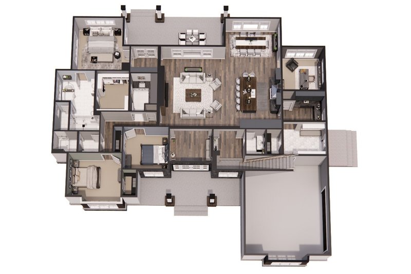 Architectural House Design - Floor Plan - Main Floor 1 for Farmhouse House Plan #51-1232 - 3 bed, 2.5 bath