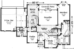 Floor Plan - Main Floor for European House Plan #310-135 - 4 bed, 3 bath