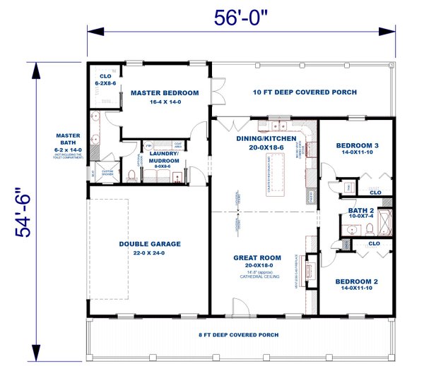 Farmhouse Floor Plan - Main Floor Plan #44-306