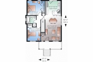Floor Plan - Main Floor for Ranch House Plan #23-2200 - 2 bed, 1 bath