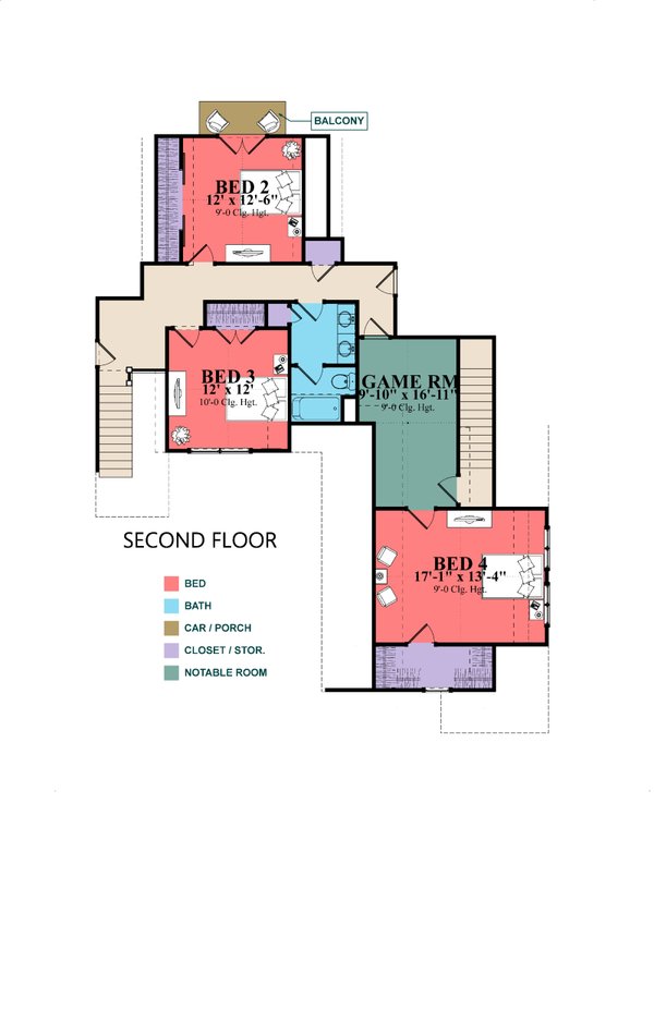 Architectural House Design - Craftsman Floor Plan - Upper Floor Plan #63-418