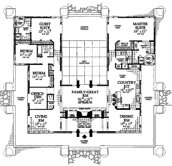 Architectural House Design - Prairie Floor Plan - Main Floor Plan #72-179