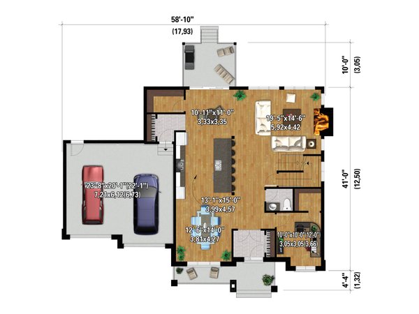 Architectural House Design - Traditional Floor Plan - Main Floor Plan #25-4936