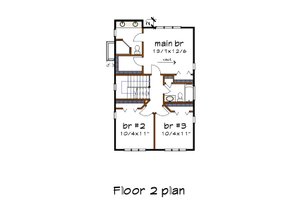 Floor Plan - Upper Floor for Modern House Plan #79-294 - 3 bed, 2.5 bath