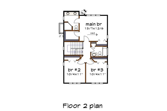 Floor Plan - Upper Floor for Modern House Plan #79-294 - 3 bed, 2.5 bath