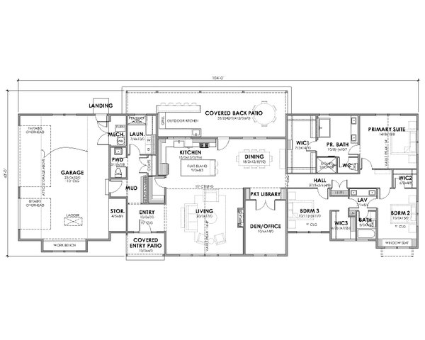 Architectural House Design - Farmhouse Floor Plan - Main Floor Plan #1105-12