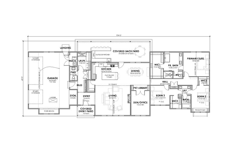 Home Plan - Floor Plan - Main Floor for Farmhouse House Plan #1105-12 - 3 bed, 2.5 bath
