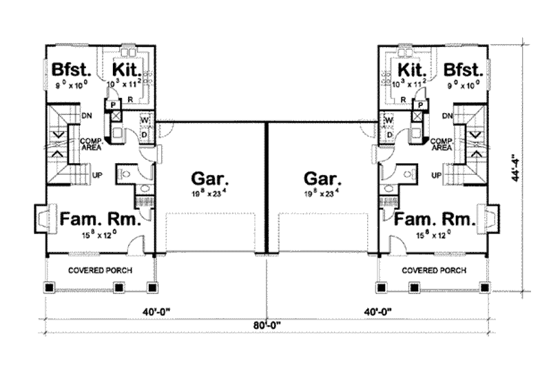 Home Plan - Floor Plan - Main Floor for Cottage House Plan #20-1345 - 3 bed, 2.5 bath