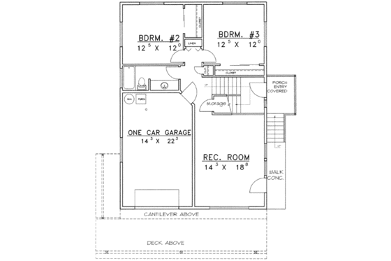 Floor Plan - Lower Floor for Traditional House Plan #117-328 - 3 bed, 2.5 bath