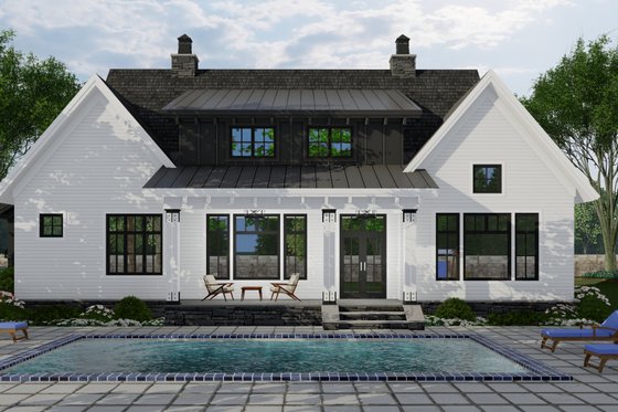 Exterior - Rear Elevation for Farmhouse House Plan #51-1152 - 3 bed, 2.5 bath