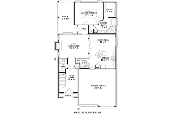 Floor Plan - Main Floor for European House Plan #81-13793 - 3 bed, 2.5 bath