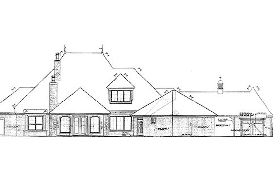 Exterior - Rear Elevation for European House Plan #310-700 - 3 bed, 3.5 bath