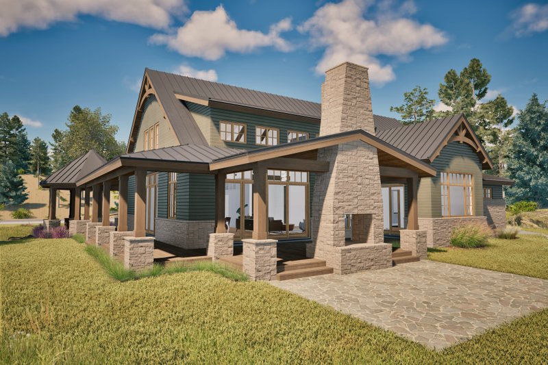House Blueprint - Exterior - Covered Porch 2 for Farmhouse House Plan #80-224 - 4 bed, 3 bath