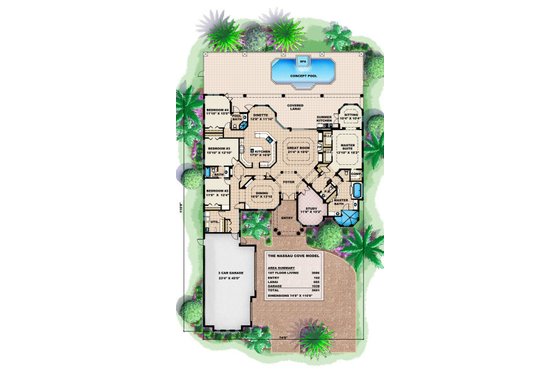 Floor Plan - Main Floor for Mediterranean House Plan #27-406 - 5 bed, 3.5 bath