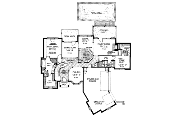 Floor Plan - Main Floor for European House Plan #310-928 - 4 bed, 3.5 bath
