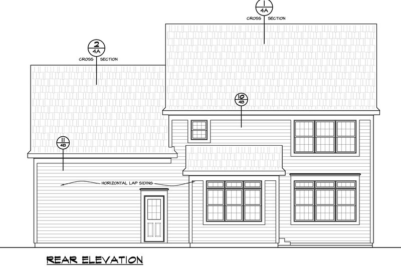 House Blueprint - Exterior - Rear Elevation for Colonial House Plan #20-2204 - 3 bed, 3 bath