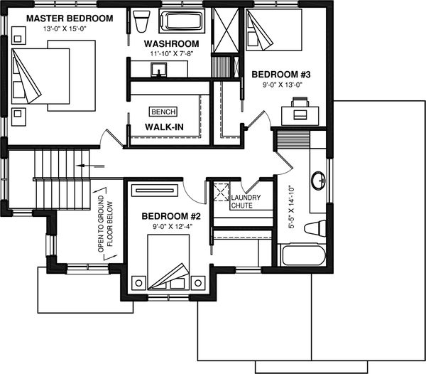 Architectural House Design - Farmhouse Floor Plan - Upper Floor Plan #23-2734