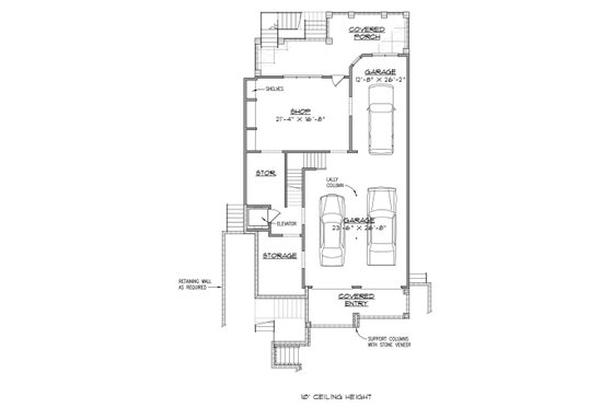 Floor Plan - Lower Floor for European House Plan #1054-42 - 3 bed, 3 bath