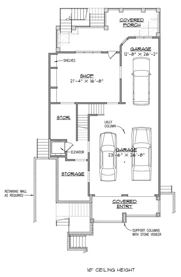 Architectural House Design - European Floor Plan - Lower Floor Plan #1054-42