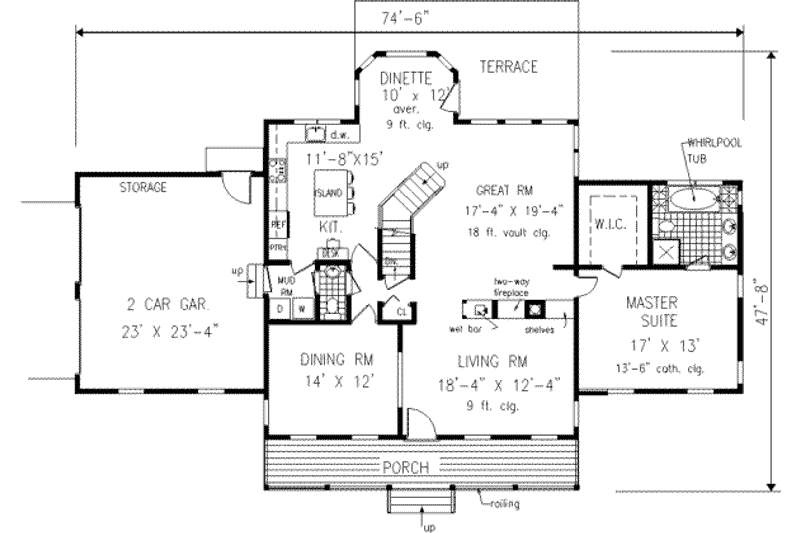Dream House Plan - Floor Plan - Main Floor for Farmhouse House Plan #3-207 - 4 bed, 2.5 bath