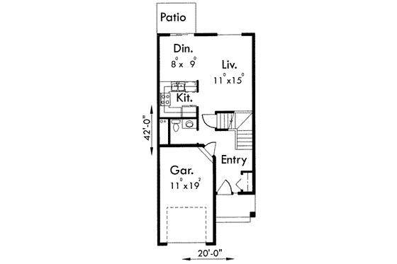 Floor Plan - Main Floor for Traditional House Plan #303-400 - 3 bed, 2.5 bath