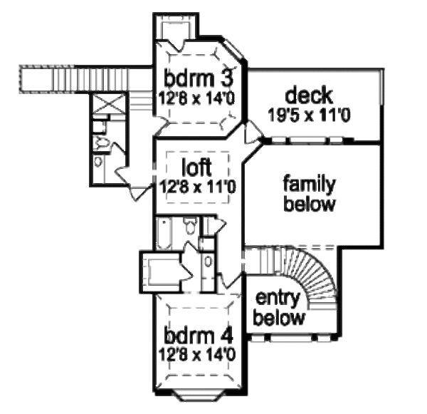 House Design - European Floor Plan - Upper Floor Plan #84-435