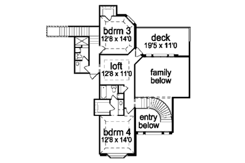 Home Plan - Floor Plan - Upper Floor for European House Plan #84-435 - 4 bed, 6 bath