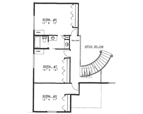 House Blueprint - Traditional Floor Plan - Upper Floor Plan #117-219